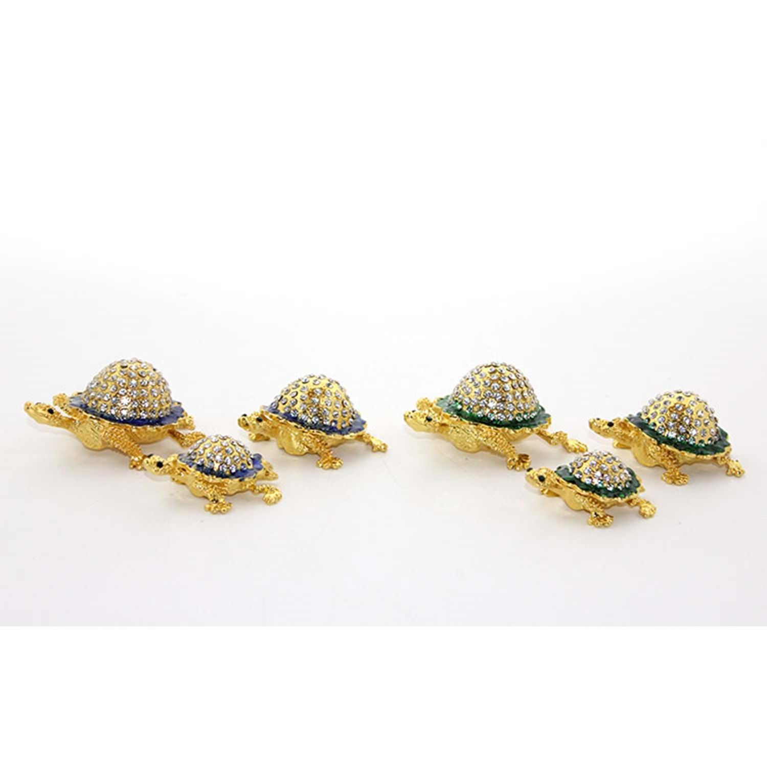 3'lü Dekoratif Swarovski Taşlı Kaplumbağa Biblosu  (9cm x 7cm x 6cm)