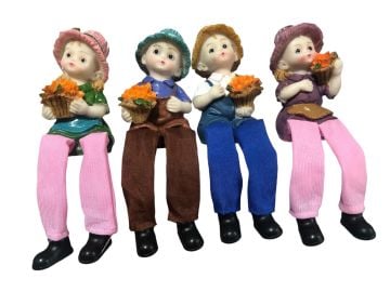 Ayakları Sallanan Çiçekli Kız Bibloları (4 Adet)