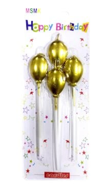 Balon Gold Doğum Günü Pasta Mumu (4 Adet)