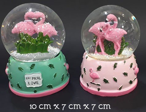Işıklı Flamingo Tasarım Dekoratif Cam Kar Küresi