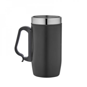 Paslanmaz Çelik Siyah Kulplu Kupa 240 ML