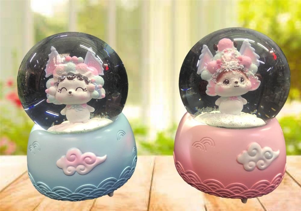 Işıklı Kar Püskürten Süslü Kedi Temalı Müzikli Cam Kar Küresi