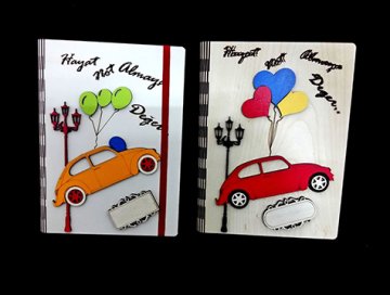 Ahşap Kapaklı Defter (Araba & Bisiklet)