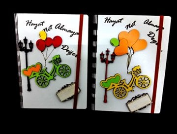 Ahşap Kapaklı Defter (Araba & Bisiklet)
