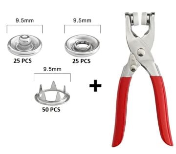 Metal Çıtçıt Uçlu Düğme Pensesi Ve Düğmeler (100 Parça)