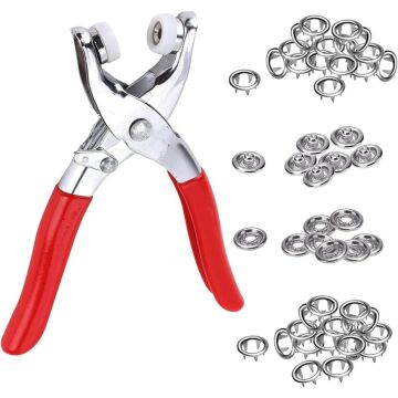 Metal Çıtçıt Uçlu Düğme Pensesi Ve Düğmeler (100 Parça)