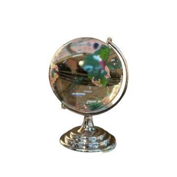 Dekoratif Dünya Cam Küre (8.5 cm Silver)