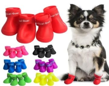 Renkli Silikon Cırtlı Kedi Köpek Pati Ayakkabısı (4 Adet)