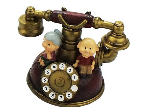 Nostaljik Telefon Tasarımlı Nine Dede Temalı Dekoratif Kumbara