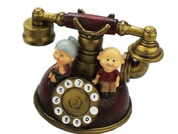 Nostaljik Telefon Tasarımlı Nine Dede Temalı Dekoratif Kumbara