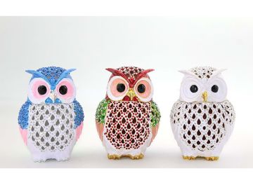 Swarovski Taşlı Tekli Baykuş Biblosu (15 cm x 12 cm)