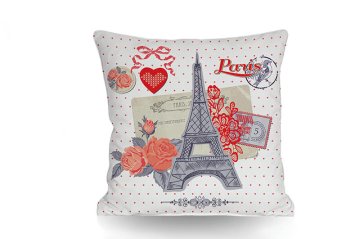 Dekoratif Paris Temalı Küçük Yastık