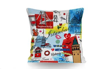 Dekoratif İstanbul Temalı Küçük Yastık