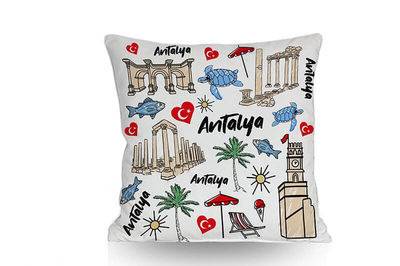 Dekoratif Antalya Temalı Küçük Yastık