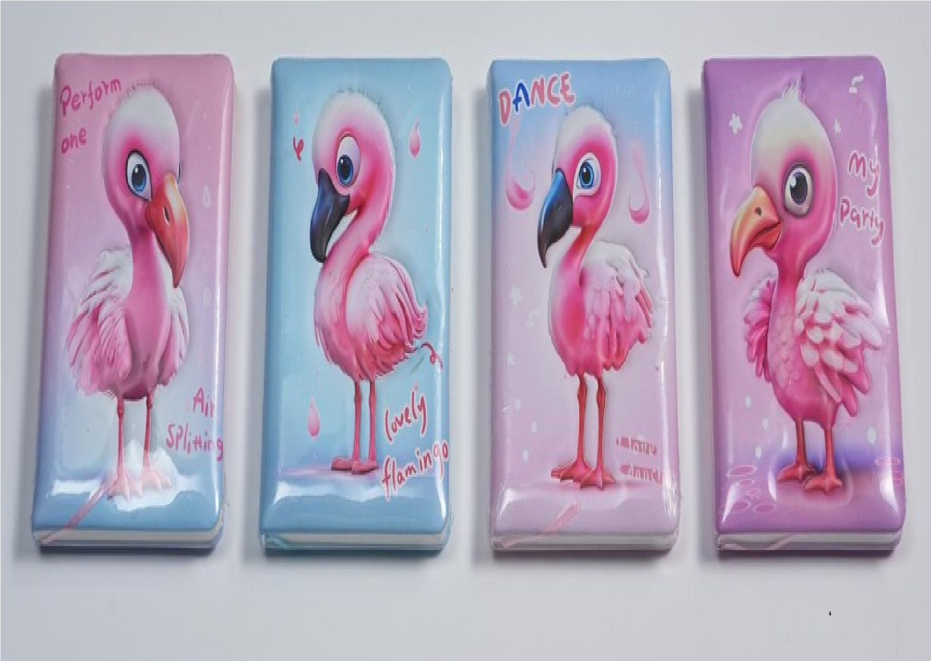 Sevimli Flamingo Tasarımlı Çizgili Defter (12 Adet)