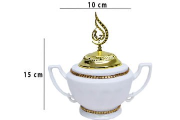 Sarı Dekorlu Beyaz Buhurdanlık