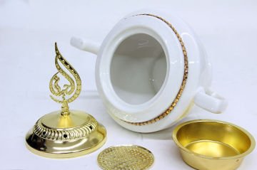 Sarı Dekorlu Beyaz Buhurdanlık