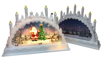 Dekoratif Işıklı Müzikli Sulu Simli Mumlu Noel Baba Biblosu