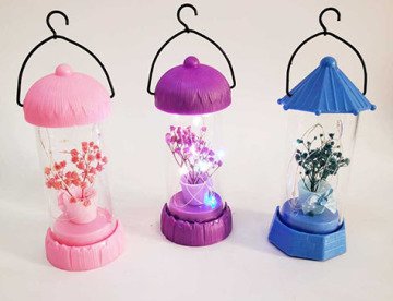 Dekoratif Led Işıklı Fanus içinde Çiçek Lamba