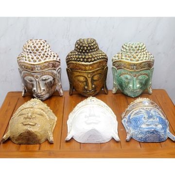 Dekoratif Ahşap Buda Maske (30 cm)