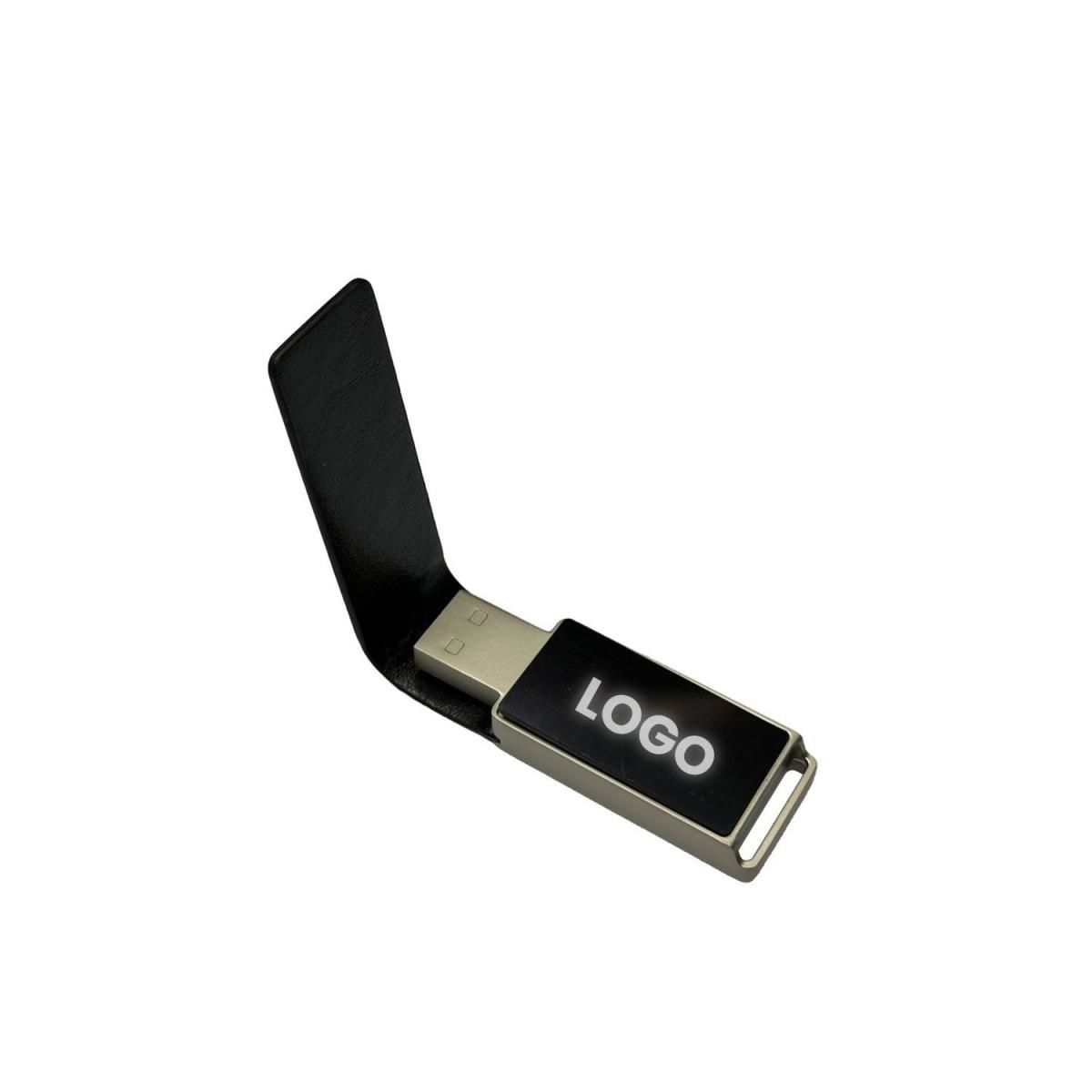 Deri Kapaklı Beyaz Işıklı USB Bellek 32 Gb
