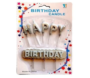 Gümüş Happy Birthday Doğum Günü Pasta Mumu