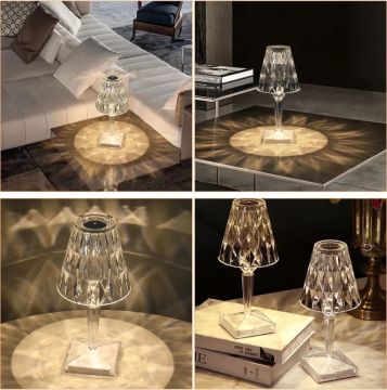 Kristal Şarjlı Rgb Kumandalı Dokunmatik Led Masa Abajur Lambası