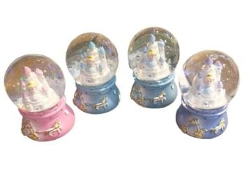 Mini Işıklı Prenses Ve Şato Tasarımlı Cam Kar Küresi