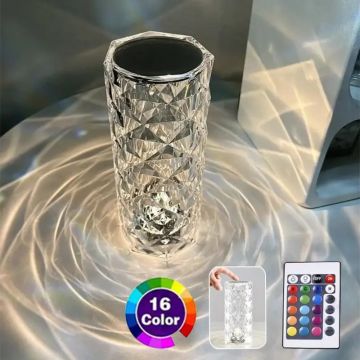 Kristal Şarjlı Rgb Kumandalı Dokunmatik Led Masa Lambası