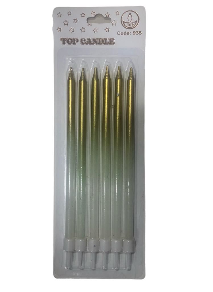 Sarı Doğum Günü Pasta Mumu 16 cm (6 Adet)
