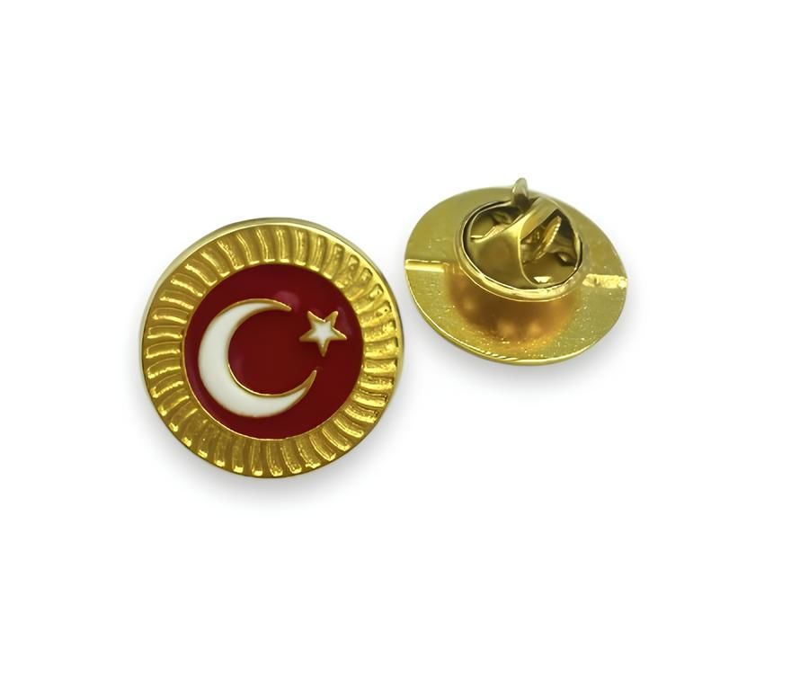 Mineli Yuvarlak Türk Bayrağı Rozeti 30'lu