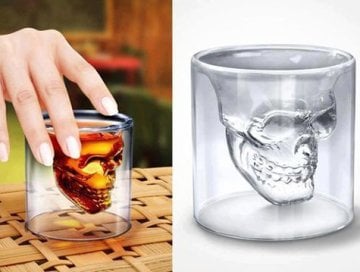 Skull Cup Kuru Kafa Cam Viski Bardağı (7 cm)