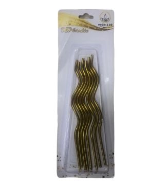 Kıvrımlı Sarı Doğum Günü Pasta Mumu 13cm (8 Adet)