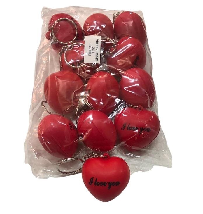 I Love You Kalp Tasarımlı Anahtarlık Çanta Süsü (12 Adet)