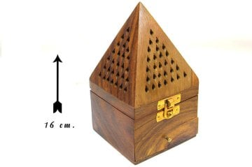 Piramit Konik Ahşap Tütsü Yakma Kutusu
