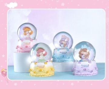 Mini Işıklı Renkli Kızlar Tasarımlı Cam Kar Küresi