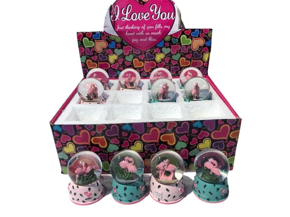 Mini Flamingo Temalı Dekoratif Cam Kar Küresi