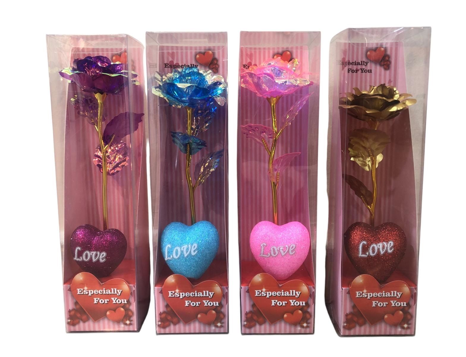 Sevgiliye Simli Kalp Love Ve Renkli Güller Hediye