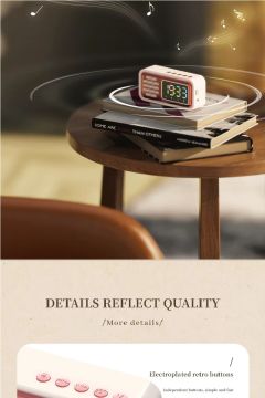 Retro Bluetooth Hoparlör Fm Radyo LED Dijital Masa Üstü Saat