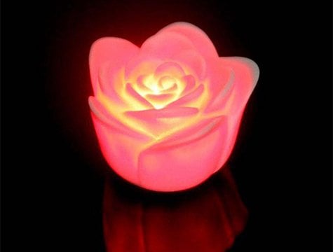 Led Işıklı Romantik Gül Mum