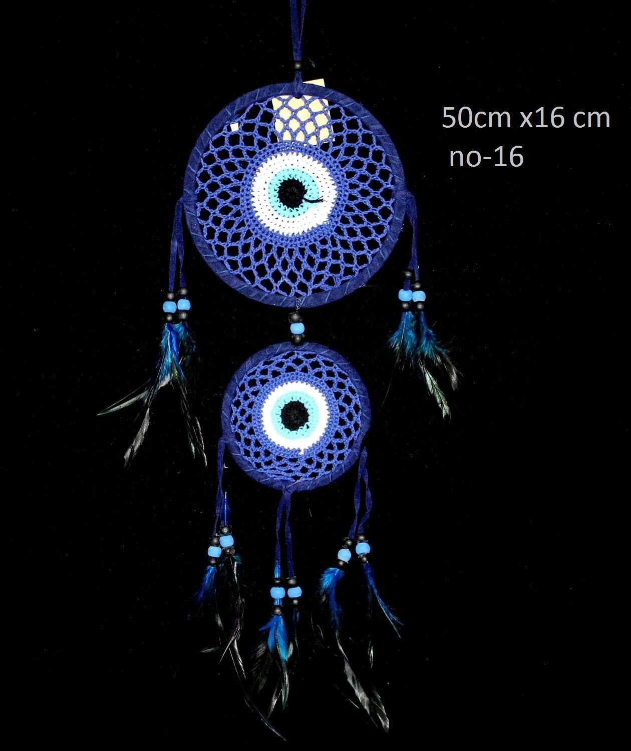 2 Halkalı Mavi Boncuk Dream Catcher Rüya Düş Kapanı