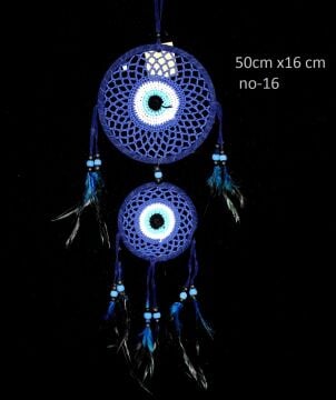 2 Halkalı Mavi Boncuk Dream Catcher Rüya Düş Kapanı