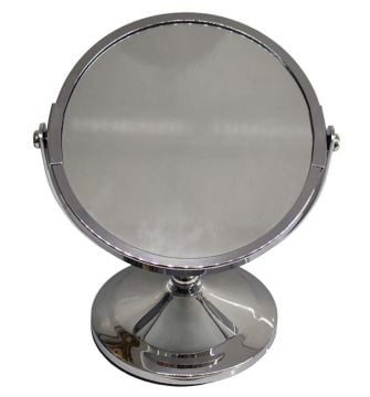 Masa Üstü Yuvarlak Metal Makyaj Aynası Çap 12.5cm (17 cm)