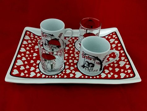 İki Kişilik Porselen Kahve Fincan Takımı