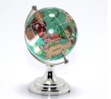 Dekoratif Gümüş Renkli Dünya Cam Küre (9 cm)
