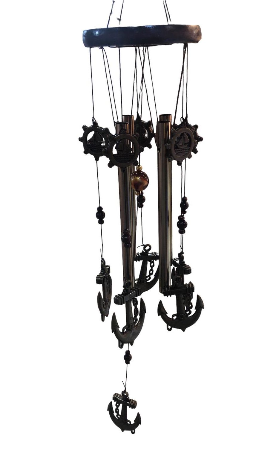 Metal Dümen Ve Çapa Tasarımlı Dekoratif Rüzgar Çanı(55cm)