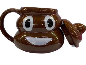 Emoji Kaka Tasarım Kapaklı Seramik Kupa Bardak