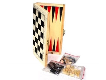 Ahşap Satranç Tavla Oyun Seti (25 cm)