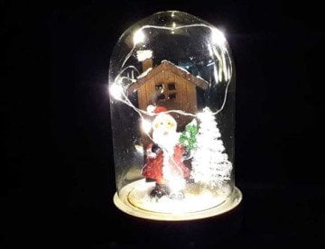 Fanus İçinde Led Işıklı Noel Baba Şeklinde Biblo