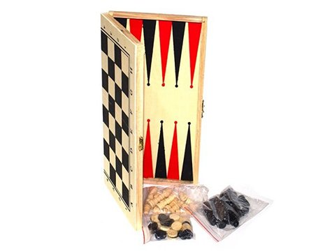 Ahşap Satranç Tavla Oyun Seti (35cm)